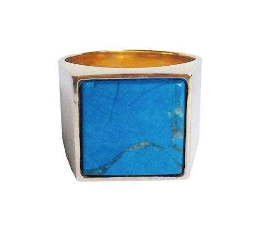 Brass and Turquoise "Samuel" Ring by Tarin Thomas