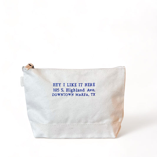 Hey I Like It Here Natural Canvas Accessories Pouch